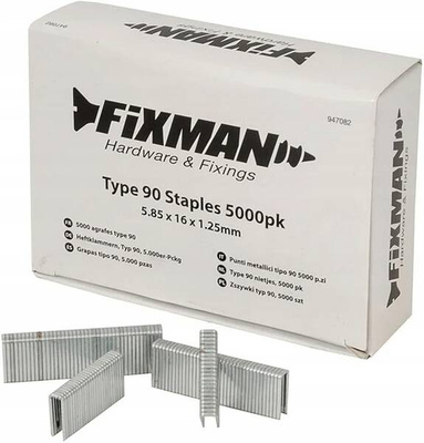 Zszywki Fixman typ 90 5,85x16x1,25 mm niekompletne