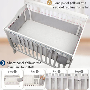 Baby Breathable Mesh Crib Liner Cot Bumper szary